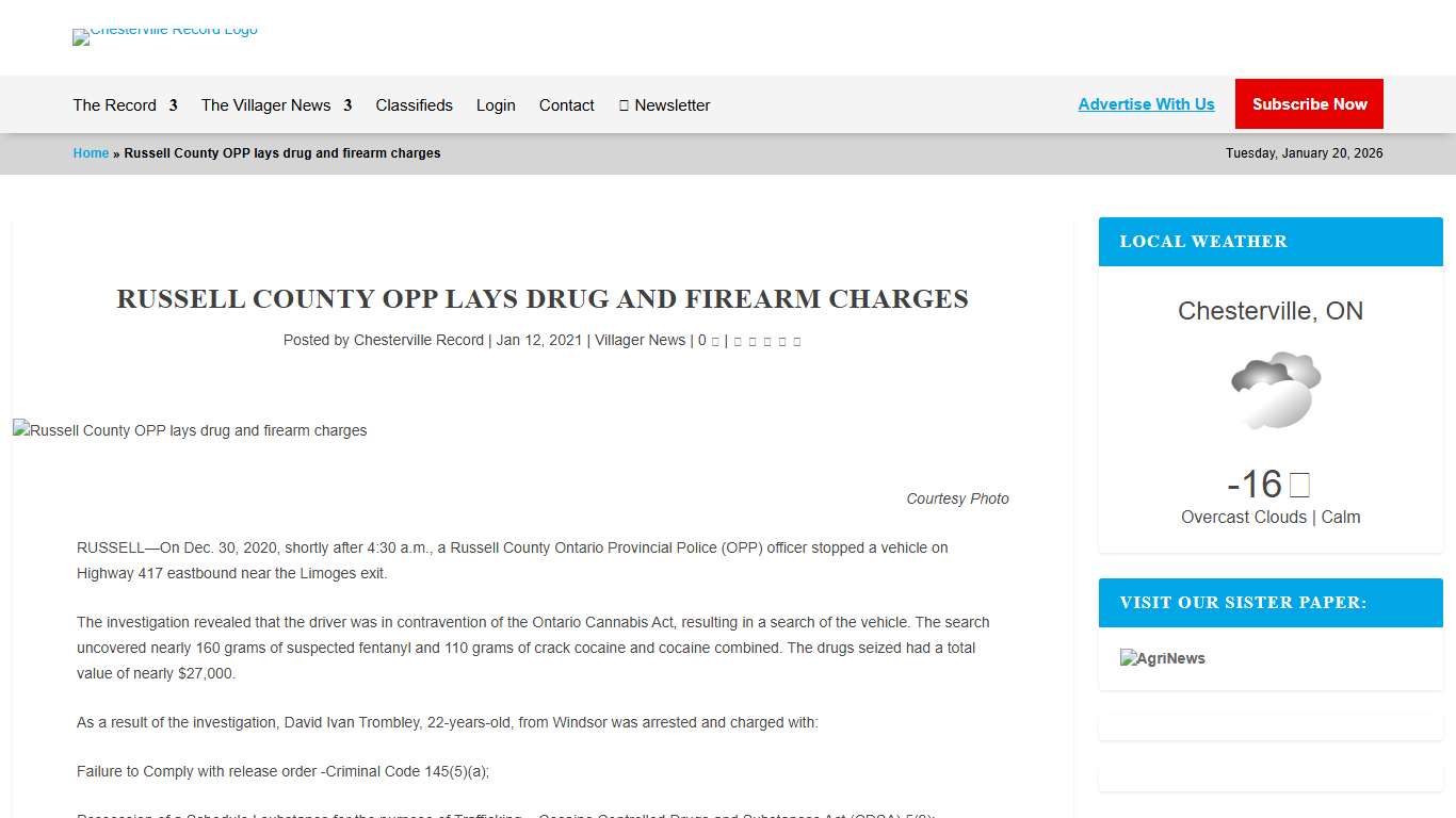 Russell County OPP lays drug and firearm charges - The Record News