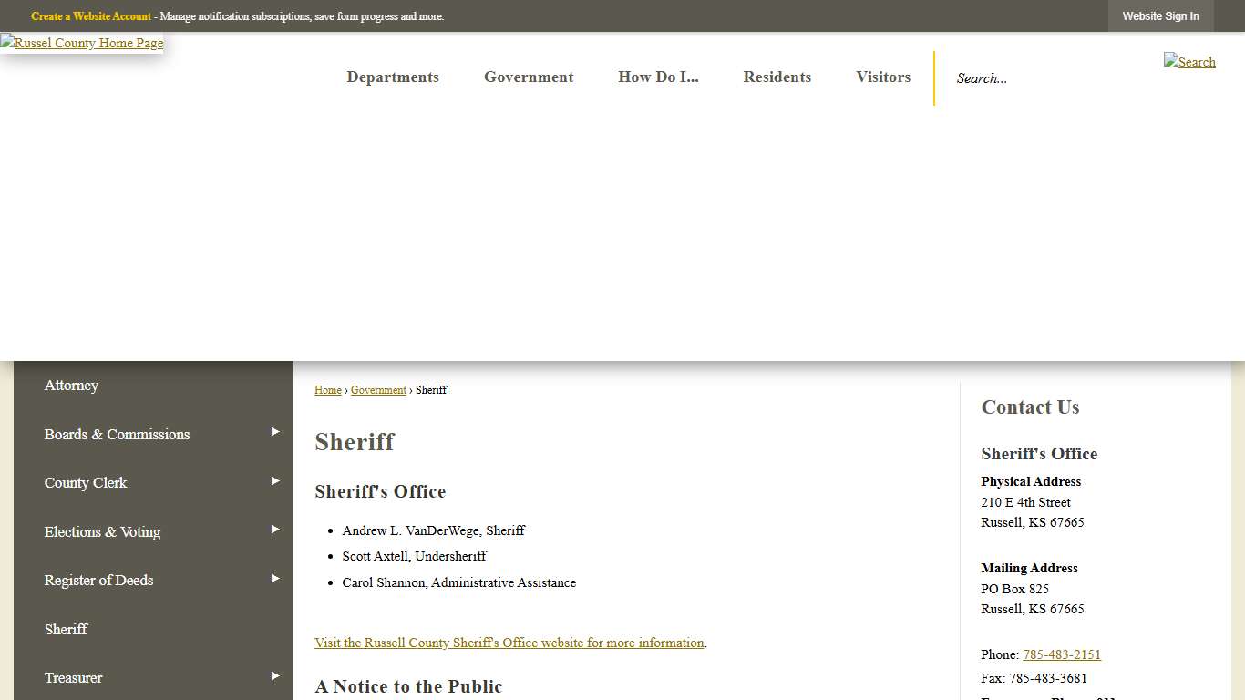 Sheriff | Russell County, KS